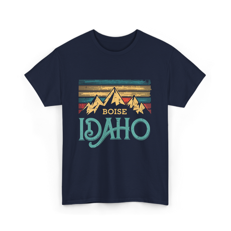 Boise Idaho Mountains Vintage T-Shirt - Navy