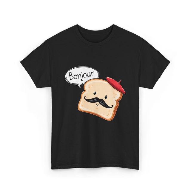 Bonjour Cute Toast Foodie T-Shirt - Black