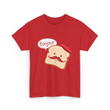 Bonjour Cute Toast Foodie T-Shirt - Red