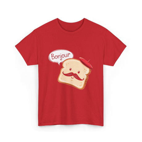 Bonjour Cute Toast Foodie T-Shirt - Red