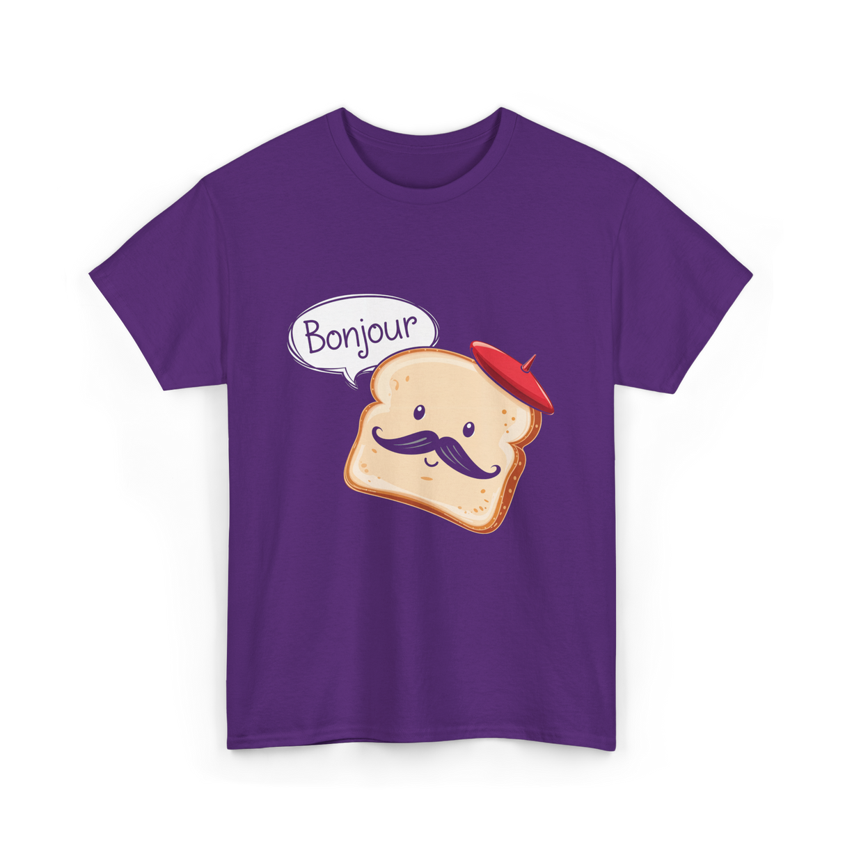 Bonjour Cute Toast Foodie T-Shirt - Purple