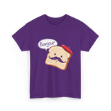 Bonjour Cute Toast Foodie T-Shirt - Purple