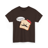 Bonjour Cute Toast Foodie T-Shirt - Dark Chocolate