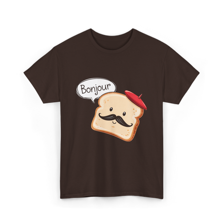 Bonjour Cute Toast Foodie T-Shirt - Dark Chocolate