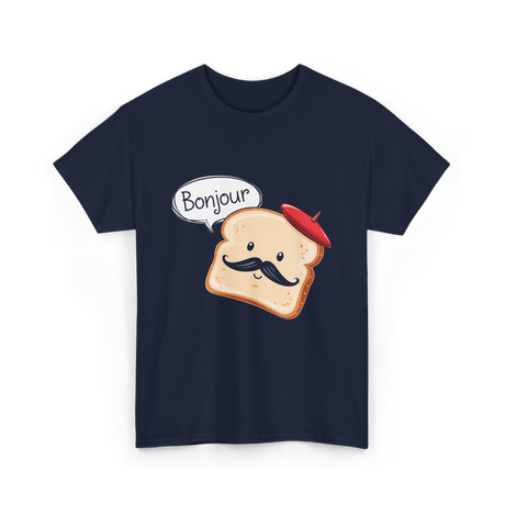 Bonjour Cute Toast Foodie T-Shirt - Navy