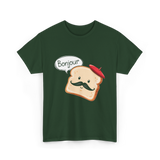 Bonjour Cute Toast Foodie T-Shirt - Forest Green