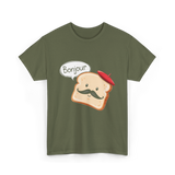 Bonjour Cute Toast Foodie T-Shirt - Military Green