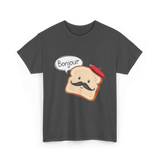 Bonjour Cute Toast Foodie T-Shirt - Dark Heather