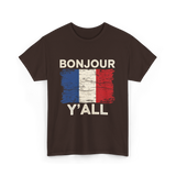 Bonjour Y'All France Pride T-Shirt - Dark Chocolate