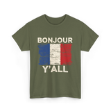 Bonjour Y'All France Pride T-Shirt - Military Green