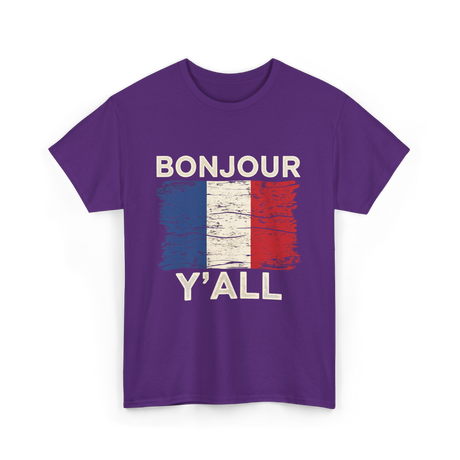 Bonjour Y'All France Pride T-Shirt - Purple