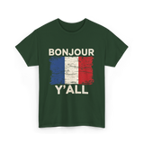 Bonjour Y'All France Pride T-Shirt - Forest Green