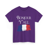 Bonjour Y'all French Culture T-Shirt - Purple