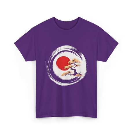 Bonsai Tree Zen Circle Art T-Shirt - Purple