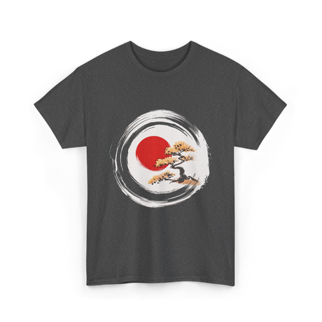 Bonsai Tree Zen Circle Art T-Shirt - Dark Heather