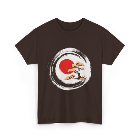 Bonsai Tree Zen Circle Art T-Shirt - Dark Chocolate