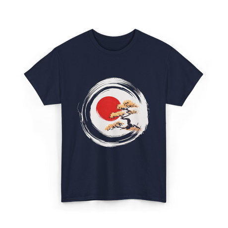 Bonsai Tree Zen Circle Art T-Shirt - Navy