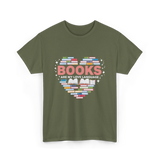 Books Are My Love Language Reading T-Shirt - Military Green