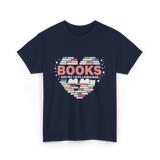 Books Are My Love Language Reading T-Shirt - Navy