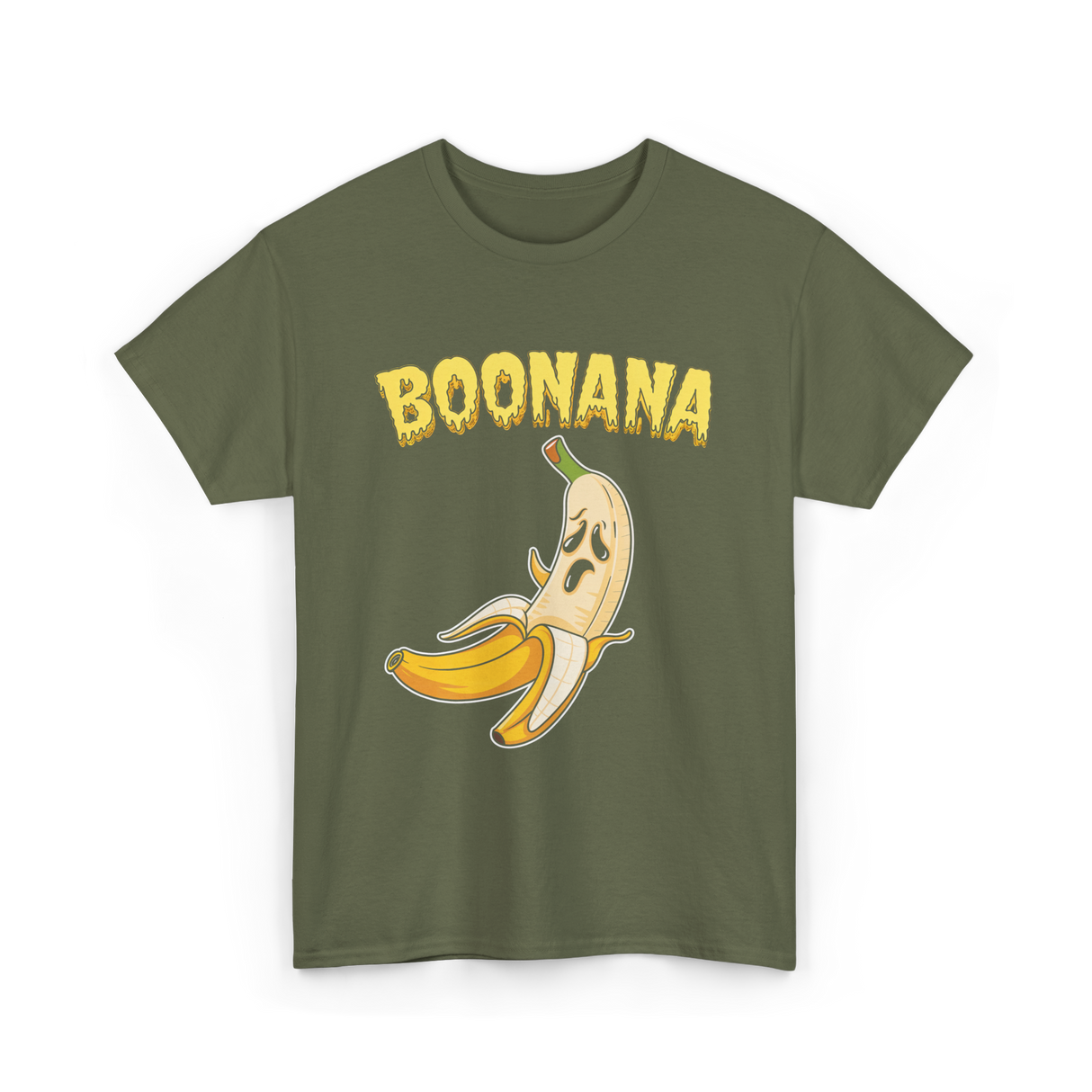 Boonana Banana Halloween Ghost T-Shirt - Military Green