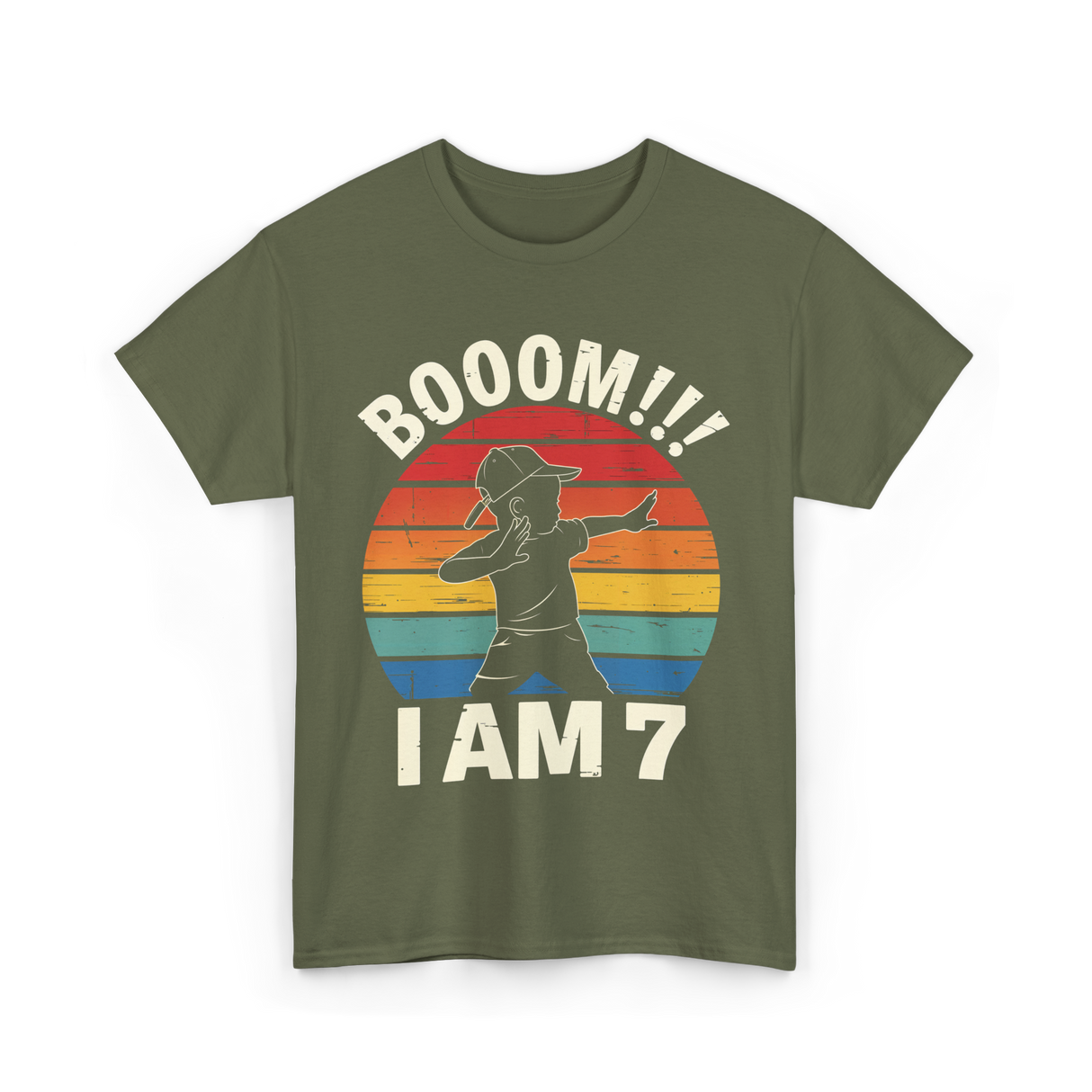 Booom 7 Birthday T-Shirt - Military Green