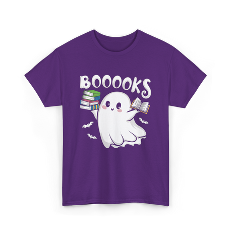 Booooks Ghost Books Reader T-Shirt - Purple