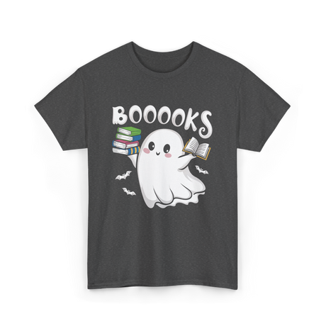 Booooks Ghost Books Reader T-Shirt - Dark Heather