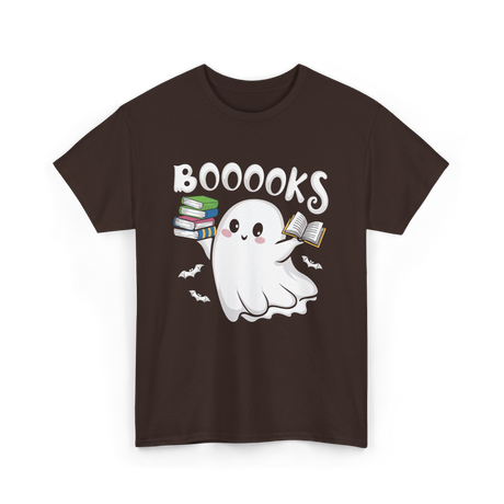 Booooks Ghost Books Reader T-Shirt - Dark Chocolate