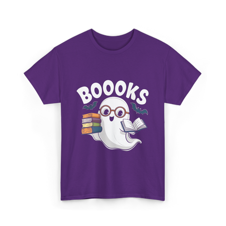 Booooks Ghost Reader Books T-Shirt - Purple