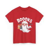 Booooks Ghost Reader Books T-Shirt - Red