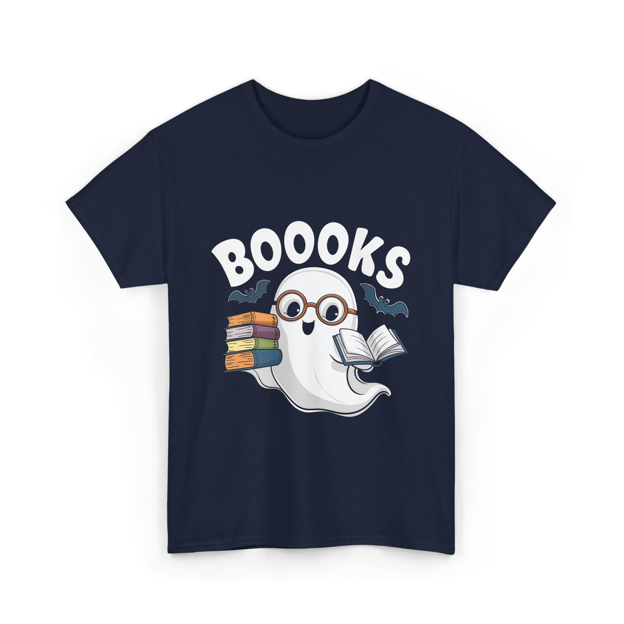 Booooks Ghost Reader Books T-Shirt - Navy