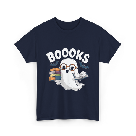 Booooks Ghost Reader Books T-Shirt - Navy