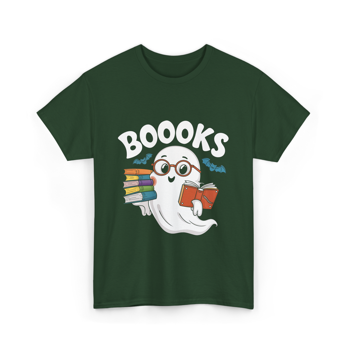 Booooks Ghost Reader T-Shirt - Forest Green