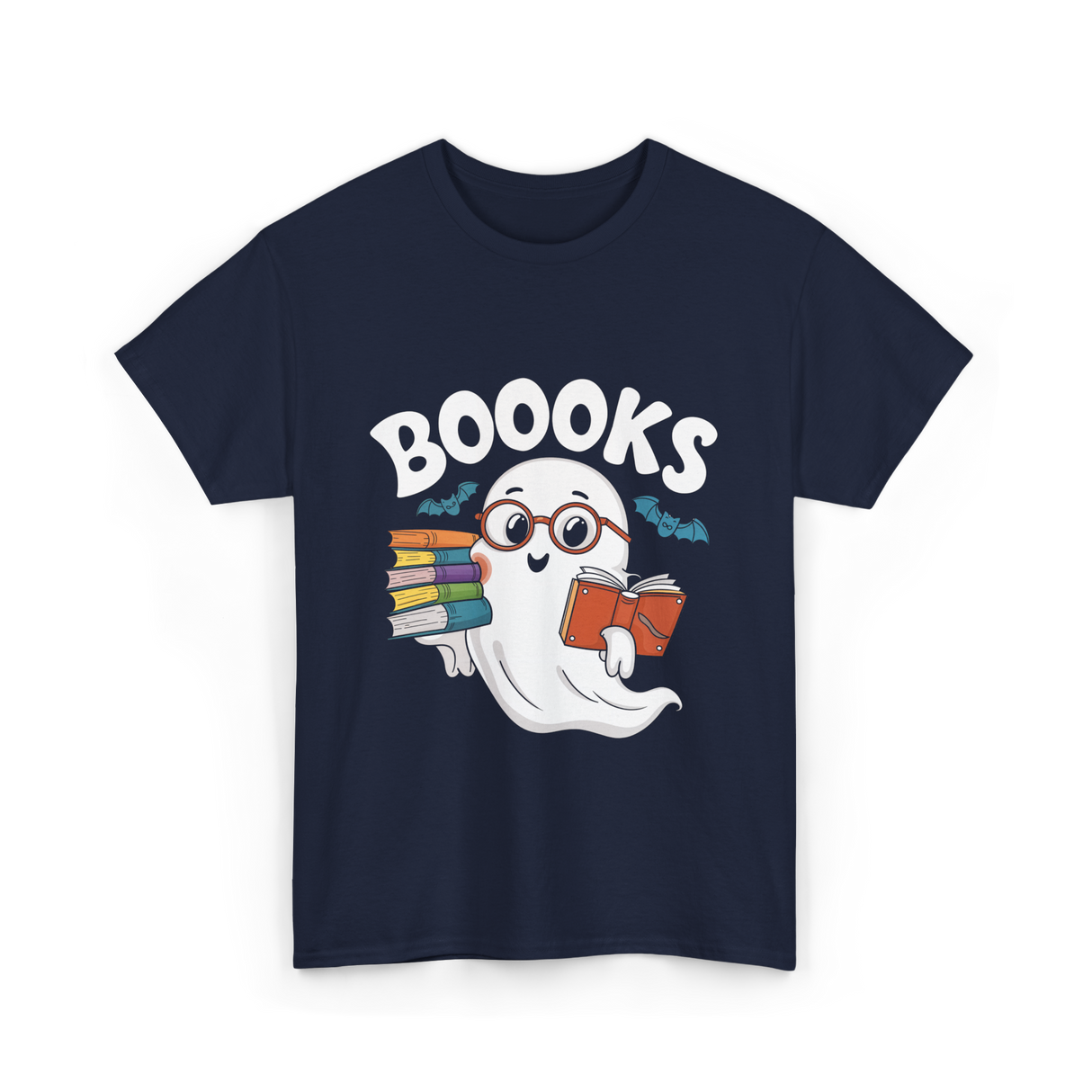 Booooks Ghost Reader T-Shirt - Navy