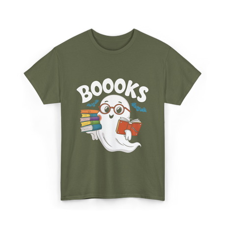 Booooks Ghost Reader T-Shirt - Military Green