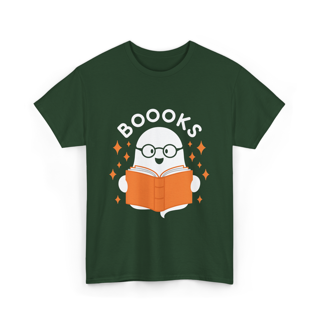 Booooks Ghost Reading T-Shirt - Forest Green