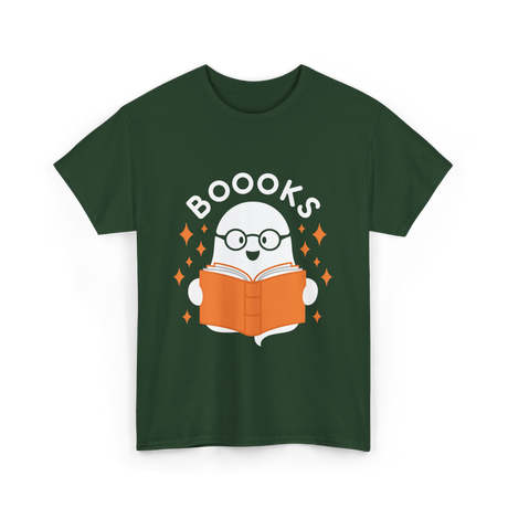 Booooks Ghost Reading T-Shirt - Forest Green