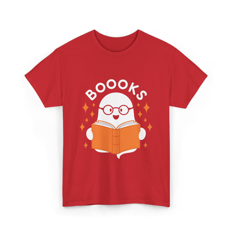 Booooks Ghost Reading T-Shirt - Red