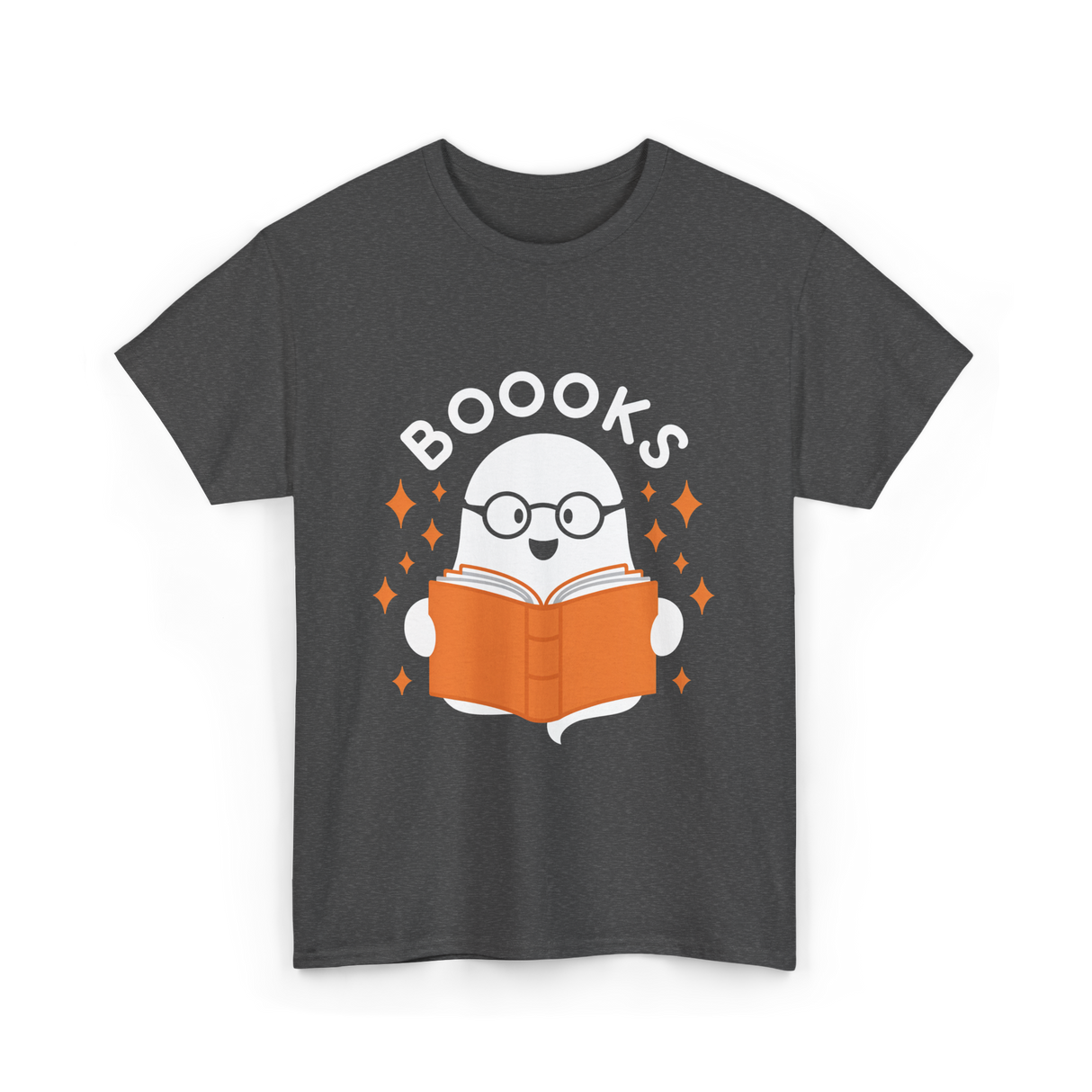 Booooks Ghost Reading T-Shirt - Dark Heather