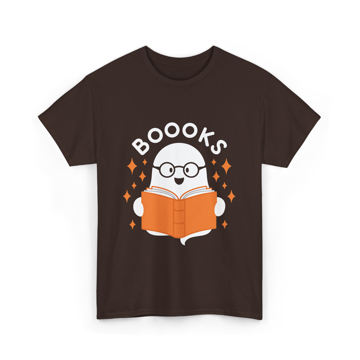 Booooks Ghost Reading T-Shirt - Dark Chocolate