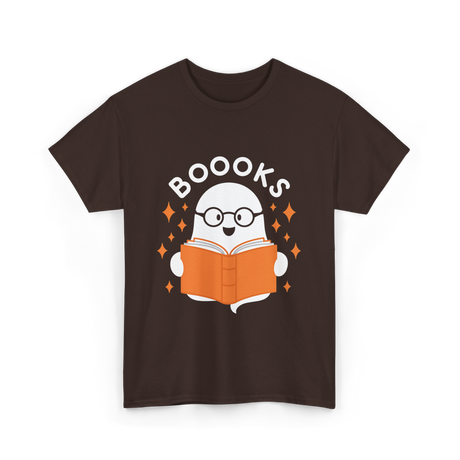 Booooks Ghost Reading T-Shirt - Dark Chocolate