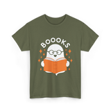 Booooks Ghost Reading T-Shirt - Military Green