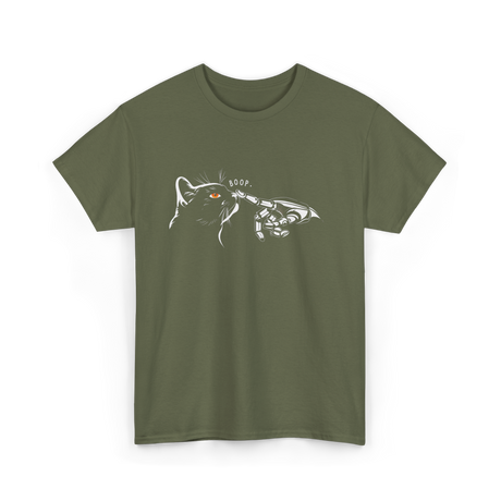 Boop Black Cat Feline T-Shirt - Military Green