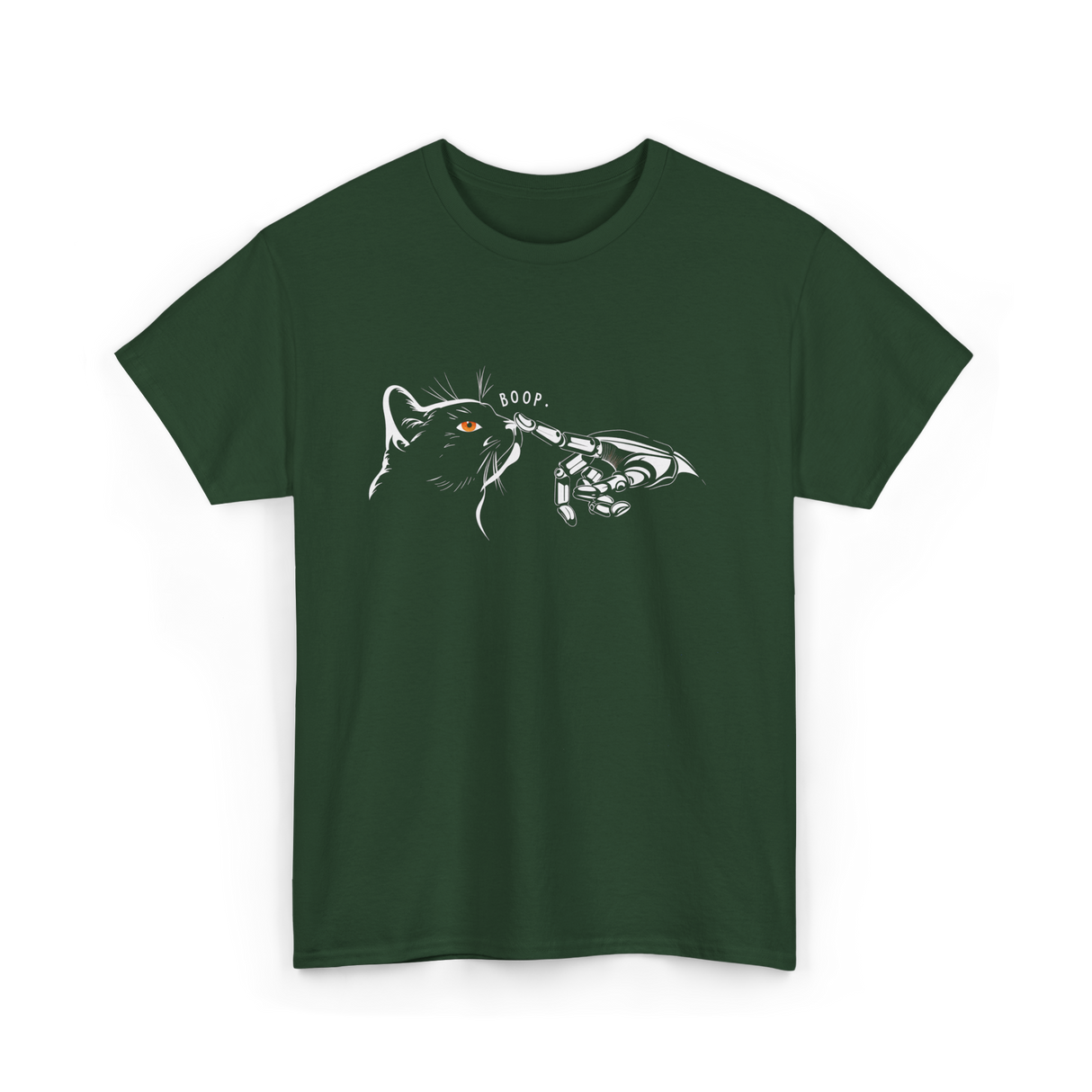 Boop Black Cat Feline T-Shirt - Forest Green