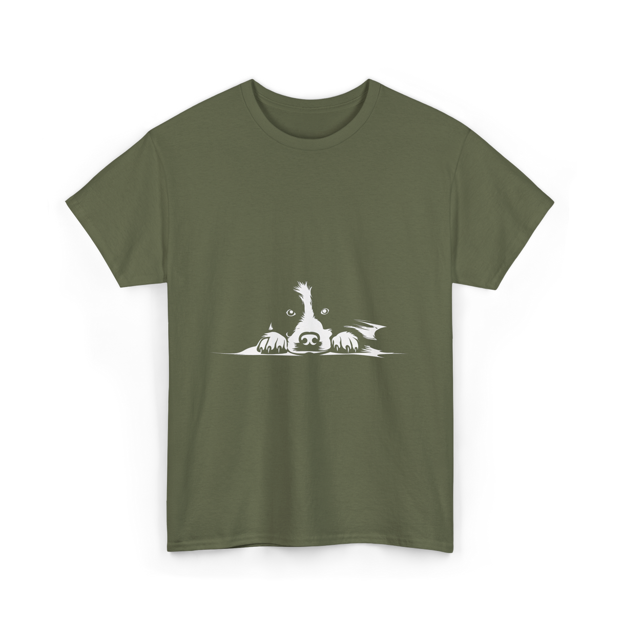 Border Collie Stare Border Collie T-Shirt - Military Green