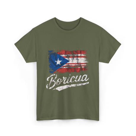 Boricua Puerto Rican Culture Pride T-Shirt - Military Green