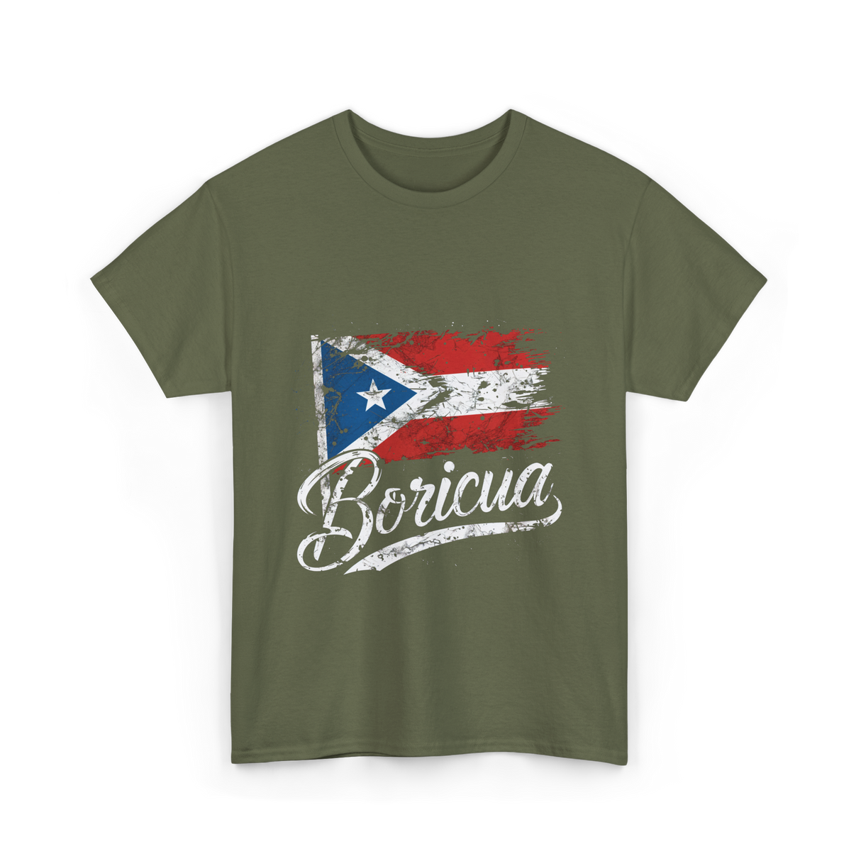 Boricua Puerto Rico T-Shirt - Military Green