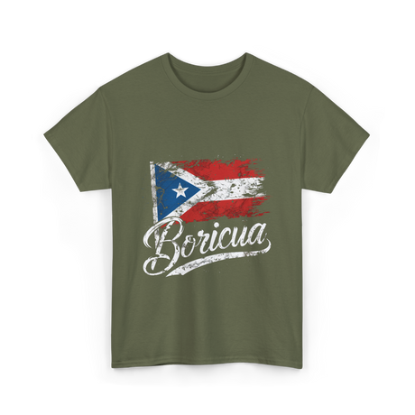 Boricua Puerto Rico T-Shirt - Military Green