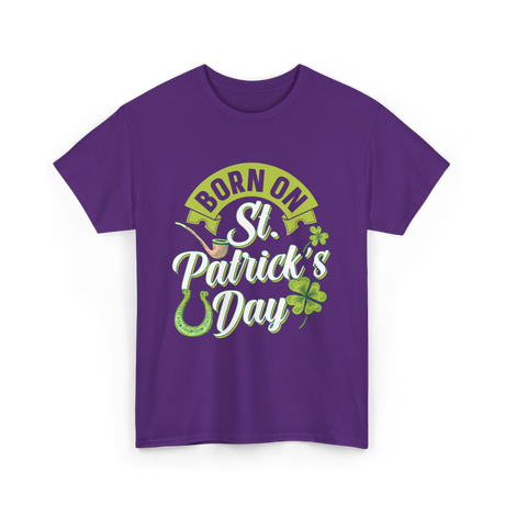 Born On St Patrick's Day Irish T-Shirt - Purple