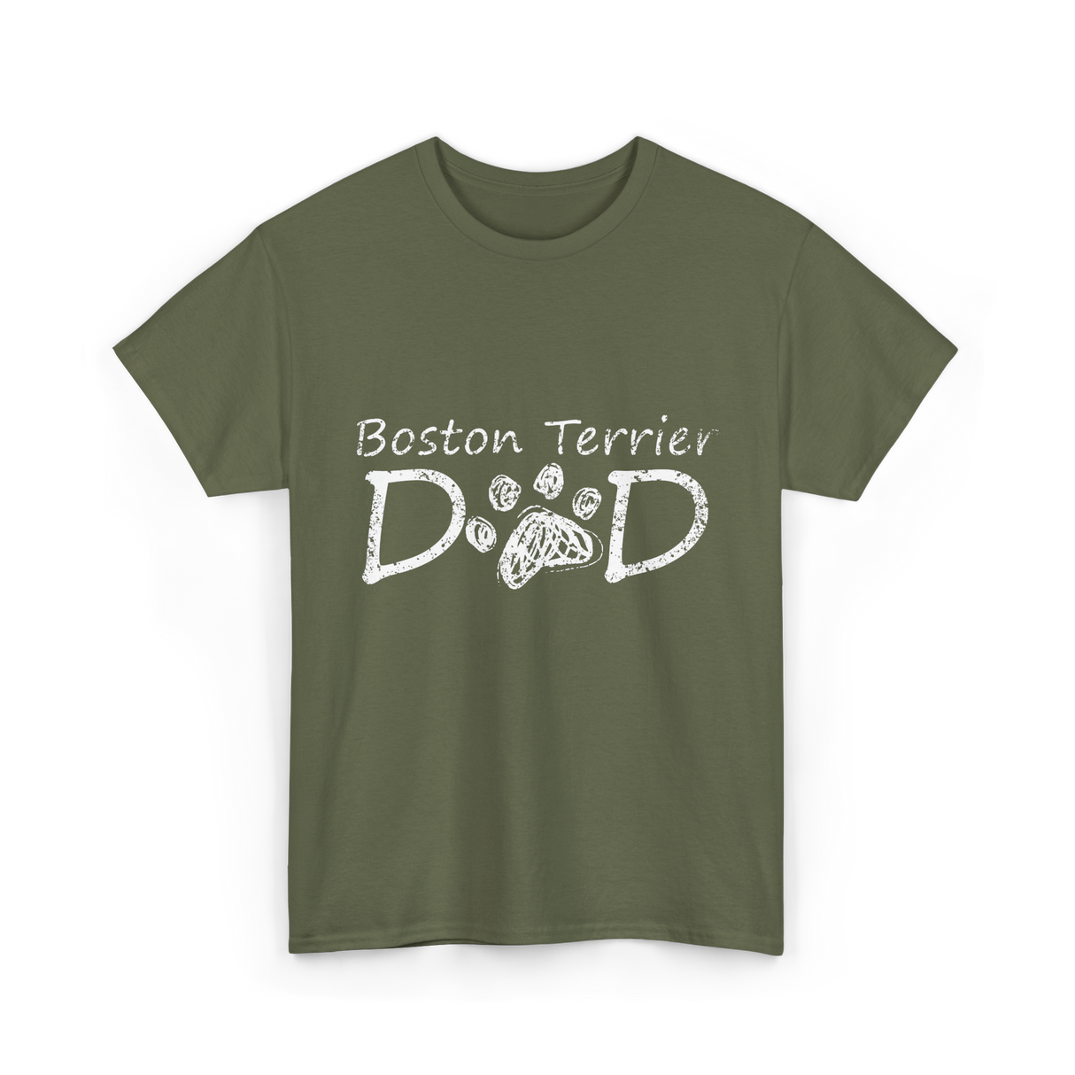 Boston Terrier Dad Dog T-Shirt - Military Green